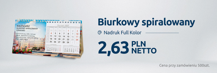 Kalendarze biurkowe spiralowane - kalendarze reklamowe dla firm Adnik