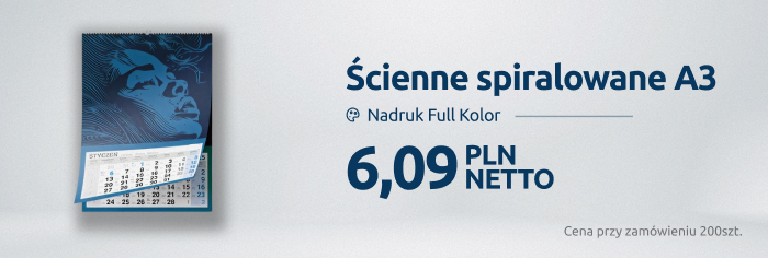 Kalendarze ścienne spiralowane A3 - kalendarze reklamowe dla firm Adnik
